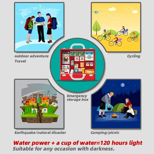 Miniatura 5 de weilaike Lámpara de agua salada, 3 lámparas LED, luces al aire libre, lámpara de emergencia sin batería, adecuada para actividades al aire libre