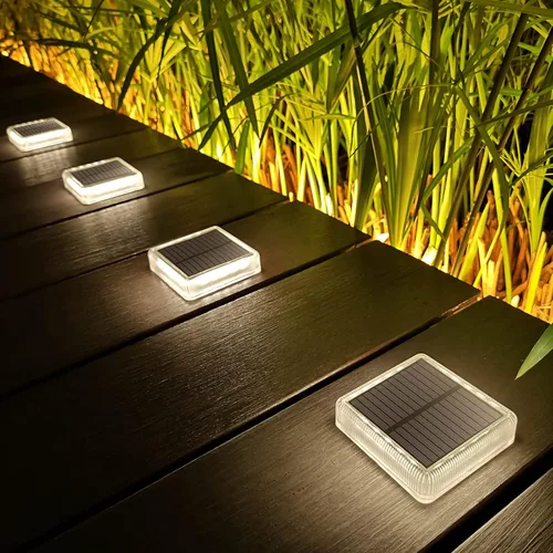 Miniatura 11 de Lacasa – Luces de terraza solares, paquete de 4 luces LED de 30LM para muelle, blanco cálido 2700K, luces de escalones exteriores alimentadas por