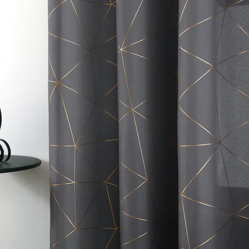 Miniatura 25 de Taisier Home Paneles de Cortinas de Ventana de Lino Dorado con Ojales Estampado de Lámina de Azulejos Geométricos Marroquíes Metálicos Cortinas