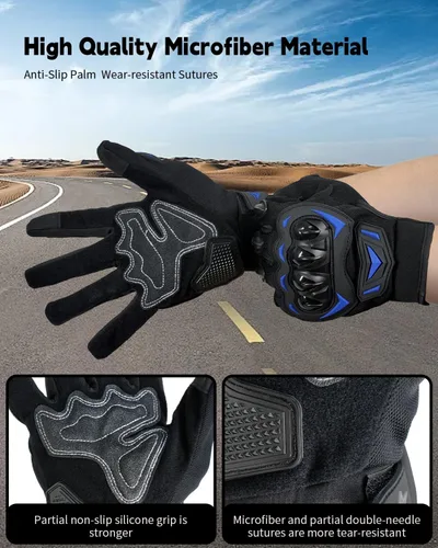 Miniatura 4 de Guantes de motocicleta, guantes de pantalla táctil para moto con nudillos duros, guantes tácticos, guantes de equitación, guantes antideslizantes