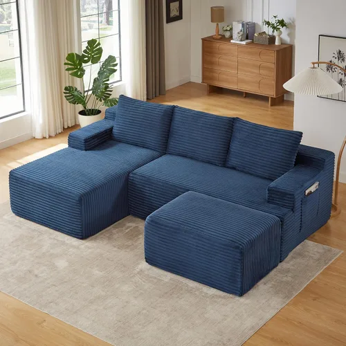 Miniatura 32 de Sofá modular Cloud de 107 pulgadas, sofá modular en forma de L con diván de gran tamaño orientado hacia la izquierda, sofá de pana de asiento