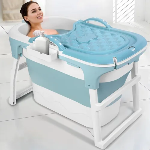 Bañera plegable para adultos – Bañera portátil con cubierta térmica, aislamiento grueso y diseño plegable para espacios pequeños, uso en interiores
