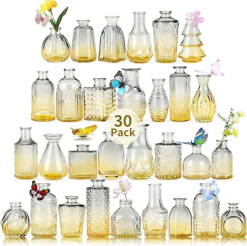 Miniatura 19 de Jarrones de Vidrio para Capullos en Juego a Granel de 30 Piezas, Pequeños Jarrones de Vidrio para Flores como Centros de Mesa de Boda para Mesas