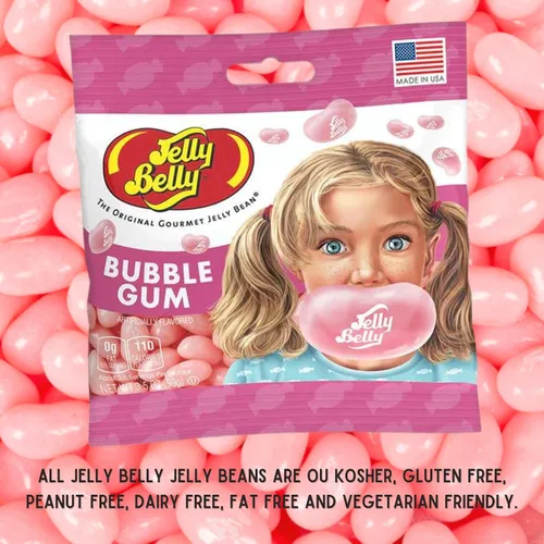 Miniatura 3 de Needzo Jelly Bean Pink Bubble Gum - Gomitas con sabor a chicle, caramelos masticables de tamaño bocado para compartir, recuerdos de fiesta de dulces