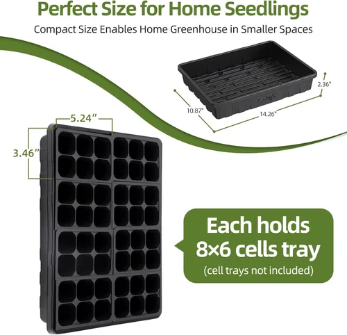 Miniatura 6 de SOLIGT Paquete de 10 bandejas de inicio de semillas extra gruesas y resistentes, bandejas de cultivo de microverdes, bandeja de germinación