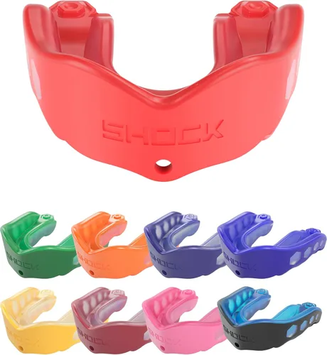 Miniatura 25 de Shock Doctor Gel Max - Protector bucal, protección resistente y ajuste personalizado, juvenil, frambuesa azul