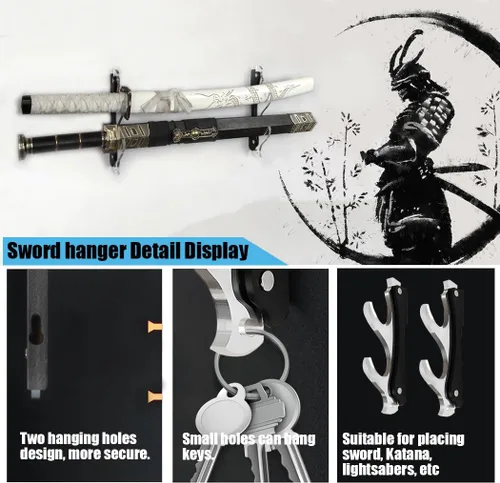 Miniatura 5 de Soporte de pared para espada, soporte Katana para exhibición de pared, soporte de sable de luz para pared, exhibición de espada, soporte de espada