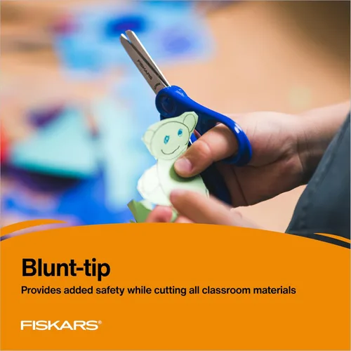 Miniatura 2 de Fiskars Tijeras de punta roma de 5 pulgadas para niños de 4 a 7 años (paquete de 3) - Tijeras para la escuela o manualidades - Suministros