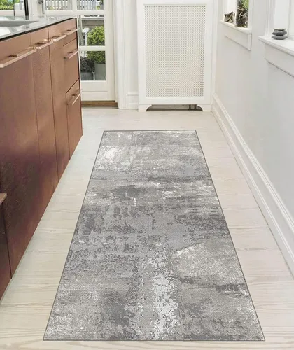 Miniatura 4 de Alfombra moderna para pasillo, color gris, antideslizante, para sala de estar, extra grande, para cocina, entrada, pasillo, pasillo, anchura de 15.7