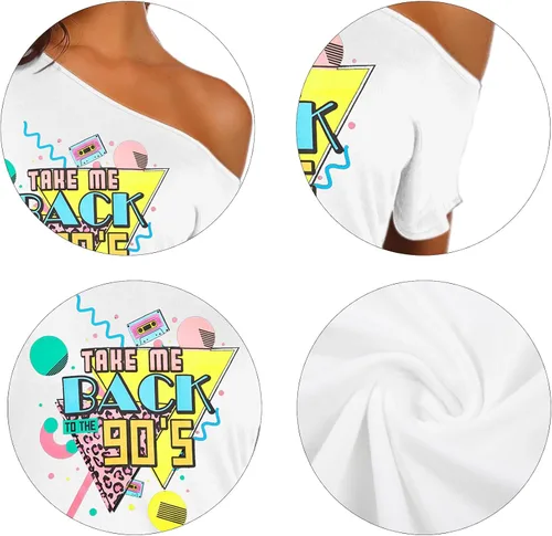 Miniatura 5 de Take Me Back to The 90s Shirts for Women Vintage Off The Shoulder Shirt Retro Style 90s Birthday Party Tops