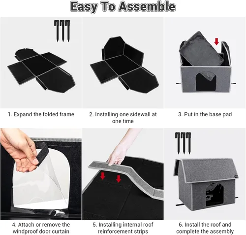 Miniatura 6 de MIU Color Casa para Gatos al Aire Libre, Casas Grandes Resistentes a la Intemperie para Gatos al Aire Libre, Refugio Aislado para Gatos Ferales