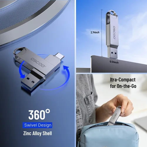 Miniatura 4 de Unidad flash USB de 32 GB, USB 3.1 Gen 1 Dual USB-C y USB-A Memory Stick, unidad de pulgar portátil para iPhone 15/16/17, Mac, teléfonos Android