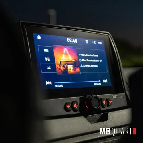 Miniatura 7 de MB Quart Sistema de audio de doble zona estéreo de coche con pantalla táctil portátil para barco y UTV, negro