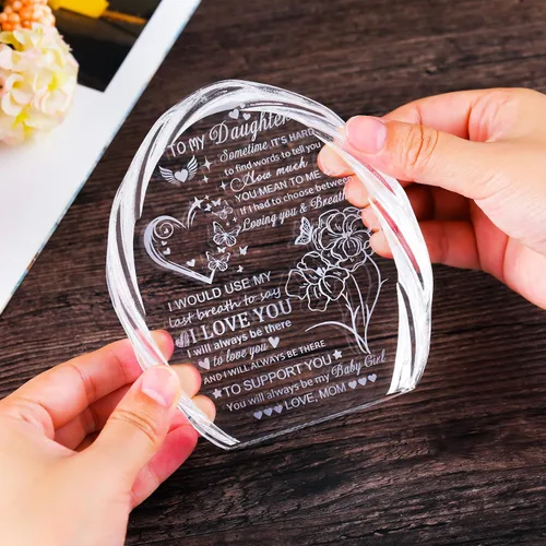 Miniatura 3 de Regalos para hija de mamá papá, regalos de cumpleaños para el día de la madre para hija adulta, recuerdos de cristal para mi hija, regalo
