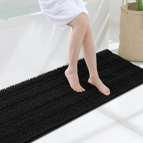 Miniatura 176 de Grandaily Alfombras de baño de felpilla a rayas de 24 x 16 pulgadas, extra gruesas y suaves, absorbentes, parte trasera de goma, alfombra de ducha