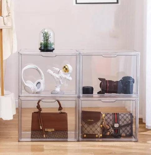 Miniatura 6 de ZLLZUU Organizador de bolso para armario, paquete de 5 vitrinas de acrílico transparente para almacenamiento de bolsos, cajas de almacenamiento