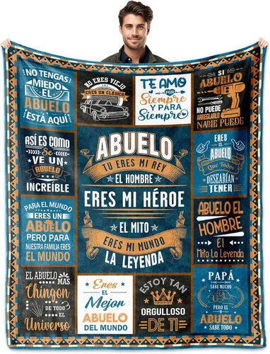 Regalo para Abuelito, manta de regalos de Abuelo de 60 x 50 pulgadas, regalos para abuelo en español, regalos de cumpleaños para abuelo, regalos de