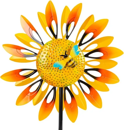 Miniatura 9 de Stargarden Molino de viento de pavo real de 58 pulgadas, escultura de viento doble, molino de viento de metal para decoración de jardín y patio
