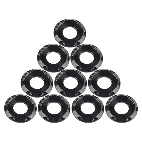 Miniatura 10 de Arandela de titanio M5 M6 M8 M10 arandela espaciadora para motocicleta automóvil decorativa paquete de 10 (M5, negro)