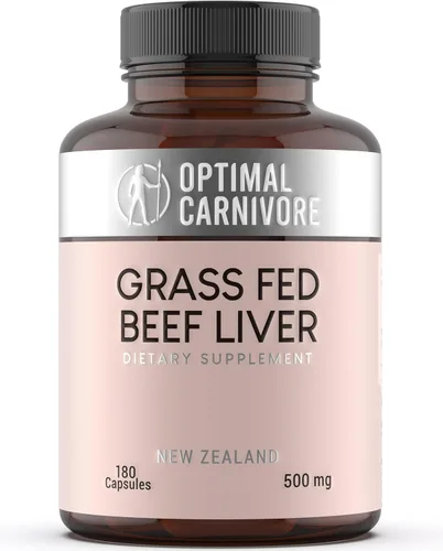 Cápsulas de hígado de res alimentadas con pasto Optimal Carnivore, liofilizadas en píldoras convenientes, 180 cápsulas, suplemento disecado