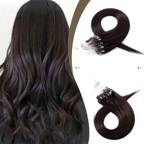 Miniatura 11 de SEGO Extensiones de cabello humano con micro cuentas, extensiones de cabello humano con micro bucle, lacio, natural, fusión fría, 1.76 oz/paquete