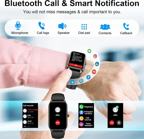 Miniatura 2 de Reloj inteligente para hombres y mujeres (respuesta/hacer llamadas), 2025 rastreador de actividad de fitness de 1.57 pulgadas, reloj inteligente