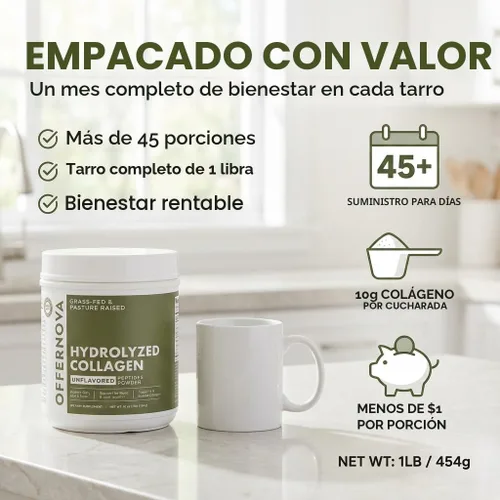 Miniatura 4 de Polvo de Péptidos de Colágeno Hidrolizado - 100% Puro, Alimentado con Pasto e Insípido para Mujeres y Hombres – para Huesos, Articulaciones, Cabello