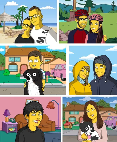 Miniatura 9 de Retrato de dibujos animados de estilo Simpson personalizado de tu foto, medio cuerpo, prueba de 24 horas, póster impreso o lienzo, regalo