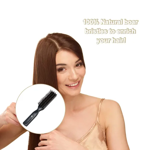 Miniatura 3 de Generic Cepillo de pelo de cerdas de jabalí natural [fabricado en Japón] con aceite de camelia, cerdas suaves [cepillo para el cabello], calidad