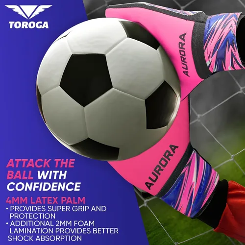Miniatura 2 de Guantes de portero – Guantes de fútbol de agarre fuerte con protección doble en la cintura y palma de látex antideslizante – Cómodos para niños