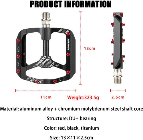 Miniatura 7 de Pedales de bicicleta de montaña Tubo de eje de fibra de carbono Pedales de bicicleta de aluminio 2 rodamientos ligeros ahorro de mano de obra