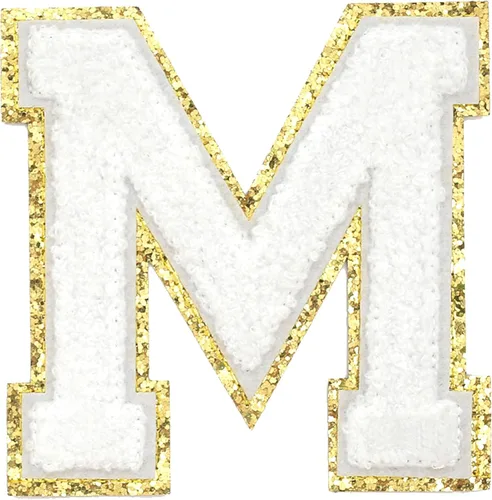Miniatura 187 de GYGYL - 3 parches de letras deportivas de felpilla con purpurina, parches para planchar de tamaño grande para decoración de disfraces