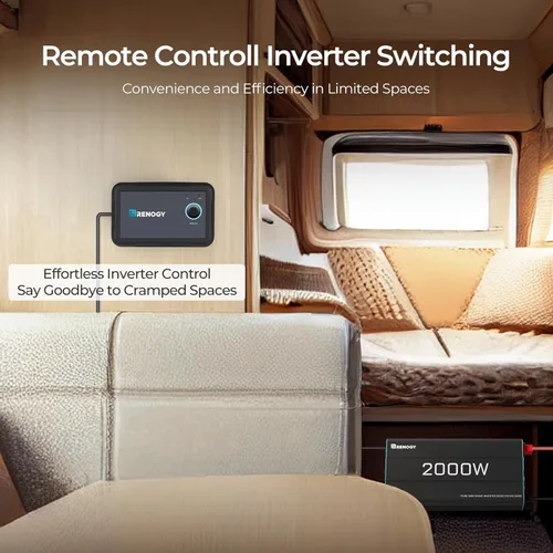 Miniatura 6 de Renogy Inversor P2 de onda sinusoidal pura de 2000W, convertidor de 12V CC a 110V CA, inversores de energía solar fuera de la red para vehículos