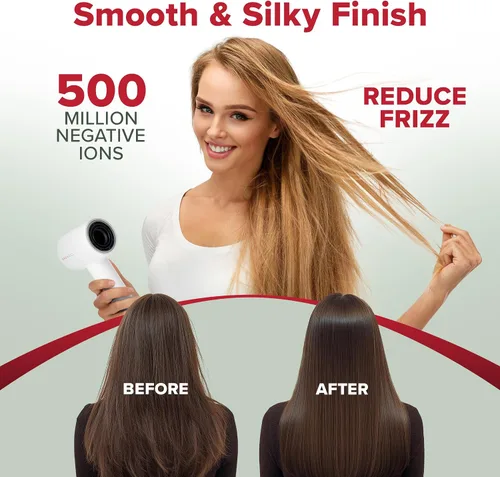 Miniatura 4 de Growell Secador de pelo iónico con difusor para cabello rizado, ondulado, profesional de alta velocidad, sin escobillas, para secado rápido, bajo