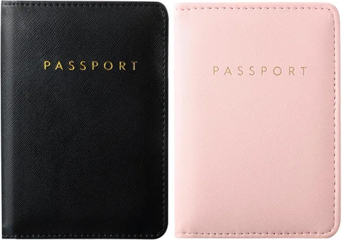 Miniatura 22 de 2 piezas de funda de pasaporte para viaje, impermeable, de cuero, cartera, libro de viaje, artículos esenciales para crucero para mujeres y hombres