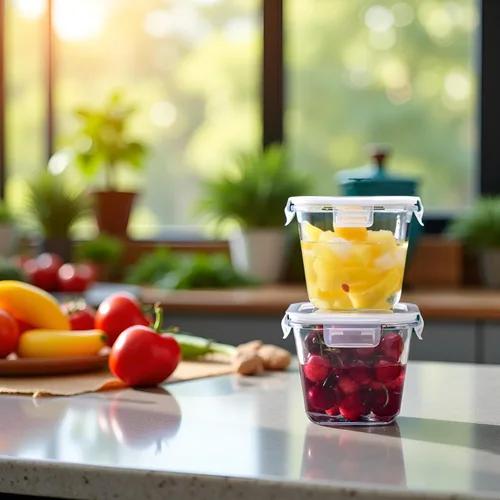 Miniatura 5 de H.JSS WDJS Recipiente cuadrado de vidrio para almacenar alimentos de 4 tazas con tapas, recipiente cuadrado de vidrio para sopa con tapas