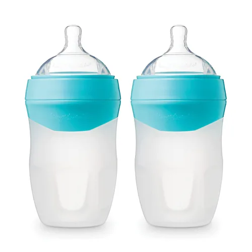 Miniatura 26 de Tiny Twinkle Biberón de silicona con agarre cómodo y pezón flexible suave, biberones suaves para recién nacidos y mayores (menta, 8 onzas)