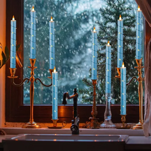 Miniatura 6 de Da by 3 piezas de velas cónicas parpadeantes sin llama operadas por batería - velas de ventana con control remoto y temporizador - llama LED 3D