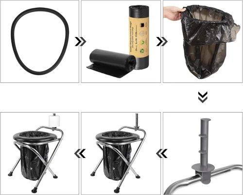 Miniatura 6 de BLIKA Inodoro Portátil para Acampar, Inodoro Plegable de Acero Inoxidable para Campamento y Viaje de 350LBS con Asiento Suave para Adultos, Inodoro