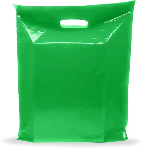 PPB - Bolsas de plástico verde para mercancía de 12 x 15 pulgadas, acabado brillante, tamaño mediano al por menor, paquete de 100 unidades, 1.5 mil