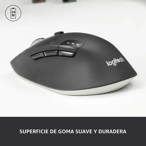 Miniatura 2 de Logitech M720 - Ratón inalámbrico de triatlón, Bluetooth, receptor unificador USB, 1000 DPI, 6 botones programables, batería de 2 años, compatible