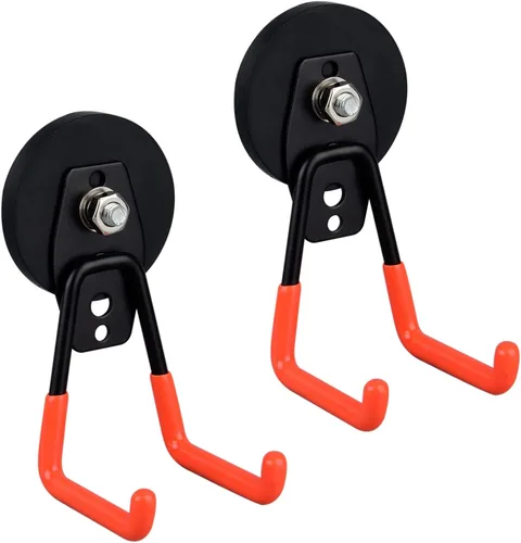 ULIBERMAGNET Ganchos magnéticos de garaje resistentes, ganchos magnéticos fuertes para taladro eléctrico, herramientas de jardín, manguera, tablero