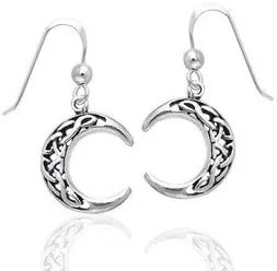 Pendientes de plata de ley con nudo celta y luna creciente, Metal