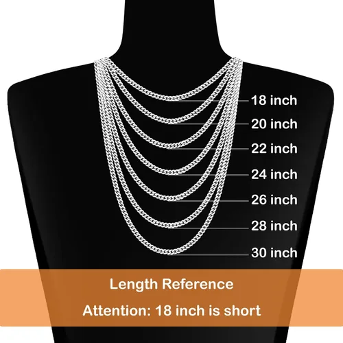 Miniatura 5 de Jewlpire - Cadena de eslabones cubanos chapada oro 18 quilates para hombres, mujeres o niños, corte diamante, acero inoxidable 316L de 18, 20, 22