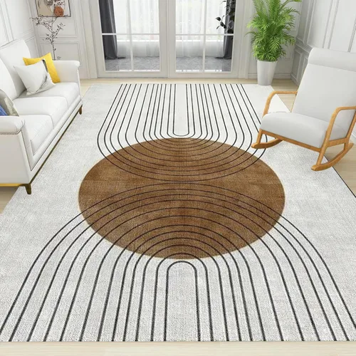 Miniatura 19 de Alfombra de área estampada azul, retro, envejecida, antideslizante, para interiores, sala de estar, lavable a máquina, transpirable para sala