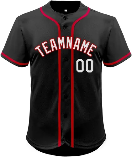 Miniatura 19 de Camiseta de béisbol de malla personalizada con botones y número de nombre cosido personalizado para hombres/mujeres/jóvenes