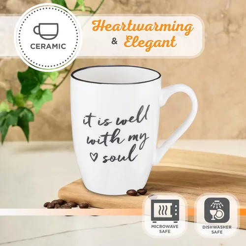 Miniatura 4 de Regalos de Arte Cristiano Apto para microondas y lavavajillas Taza de café y té de cerámica inspiradora para mujeres y hombres: Está bien con mi