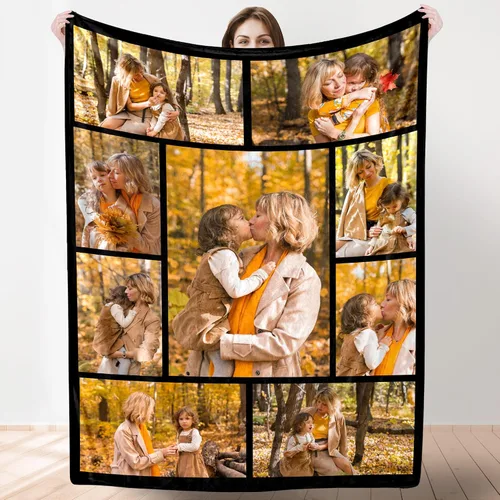 Miniatura 16 de Artsadd Manta personalizada con collage de texto fotográfico, manta de fotos personalizada para hombres, mujeres, él o ella, manta personalizada