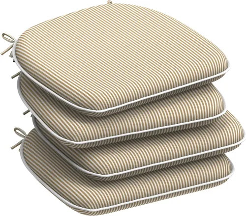 Miniatura 18 de DYTXIII Juego de 2 cojines para sillas de exterior con lazos, almohadillas repelentes al agua para sillas de patio de 17 x 16 pulgadas para muebles