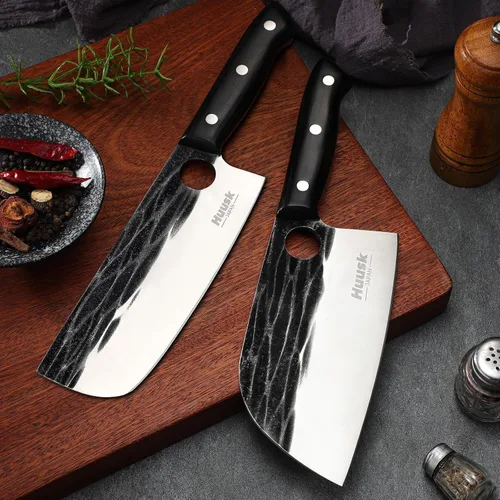 Miniatura 3 de Juego de cuchillos Huusk, juego de cuchillos de chef serbios con bolsa, juego de cuchillos de cocina japoneses, juego de cuchillos forjados a mano